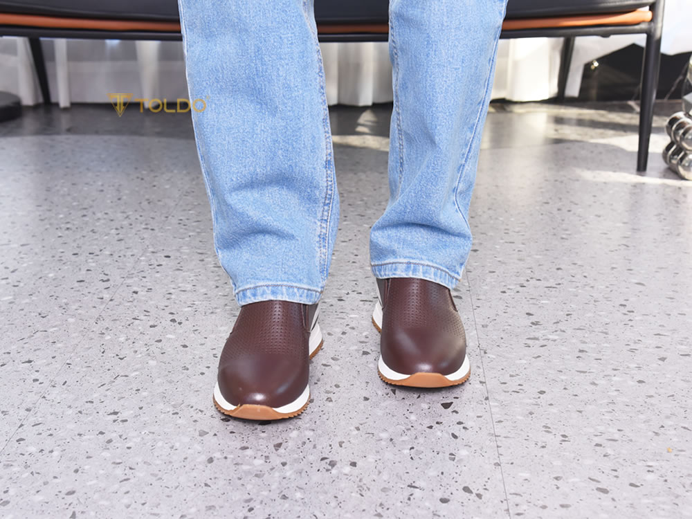 Giày cao nam 8cm màu nâu đế hai lớp 5